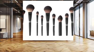 Professional makeup brushes set isolated on transparent background.  Wall mural